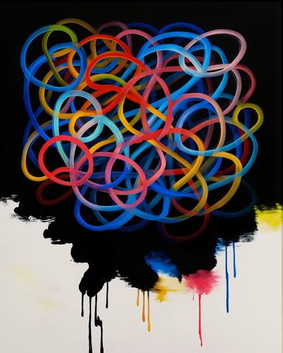 Tangled Harmony, 2025 (acrílico sobre tela) de George Rosaly