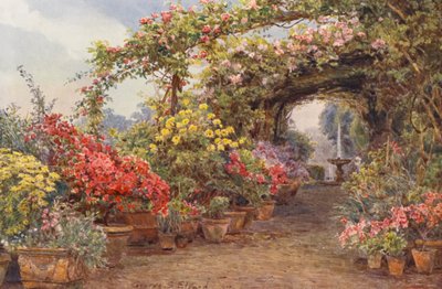 Jardins italianos: Um terraço florentino (litografia a cores) de George Samuel Elgood