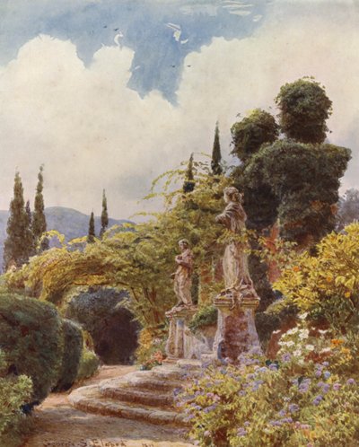 Jardins italianos: Porta de entrada, Villa Arson (litografia a cores) de George Samuel Elgood