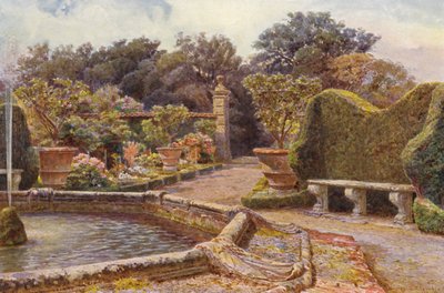 Jardins italianos: A Fonte, Villa di Caniparola (litografia a cores) de George Samuel Elgood