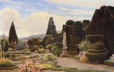 Jardins italianos: O Parterre, Villa Garzoni (litografia a cores) de George Samuel Elgood