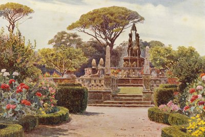 Jardins italianos: Villa Lante em Bagnaja (litografia a cores) de George Samuel Elgood