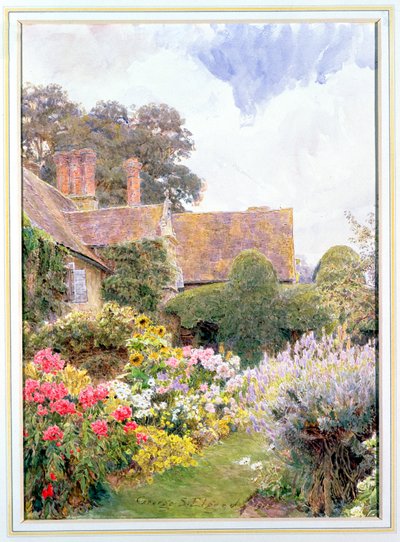 Os jardins da casa senhorial, Cleeve Prior, Worcestershire de George Samuel Elgood