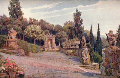 Terraço superior, Villa Imperiale, Gênova, 1900 de George Samuel Elgood