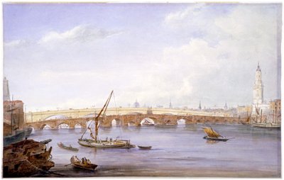 Velhas e novas pontes de Londres, Londres, 1831. de George Scharf