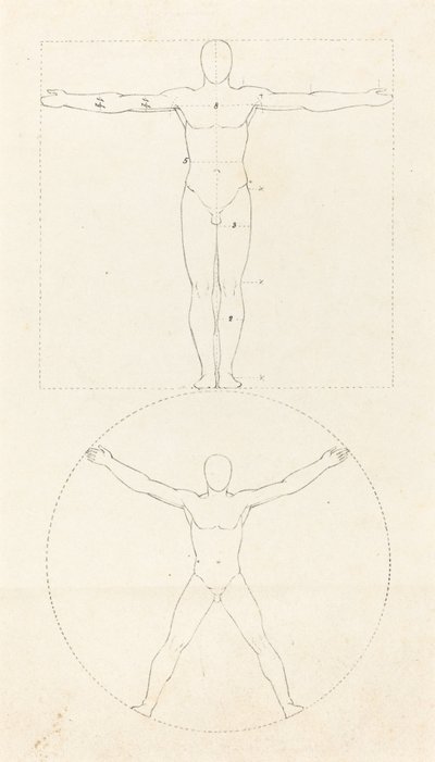Círculo e Quadrado da Figura Humana de George Scharf after John Flaxman