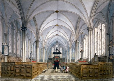 Vista interior da Temple Church, Londres, 1811. de George Shepherd