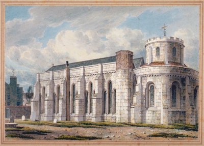 Vista da Igreja do Templo do outro lado do cemitério, Cidade de Londres, 1811 de George Shepherd