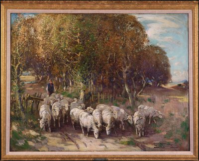 Dirigindo o rebanho (óleo sobre tela) de George Smith