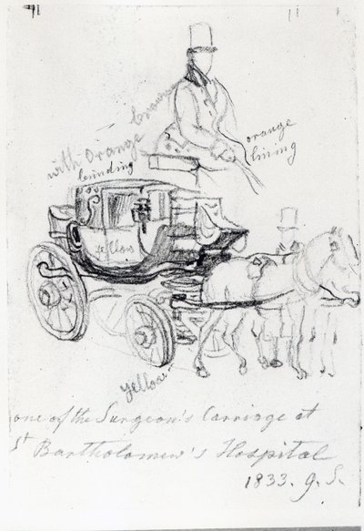 Carruagem do Cirurgião no Hospital St. Bartholomews, Londres, 1833 de George Snr Scharf