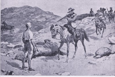 Um ato galante na marcha para Hoopstad, depois de Pretória: A guerra de guerrilha publicada por Harmsworth Bros Limited 1901 de George Soper