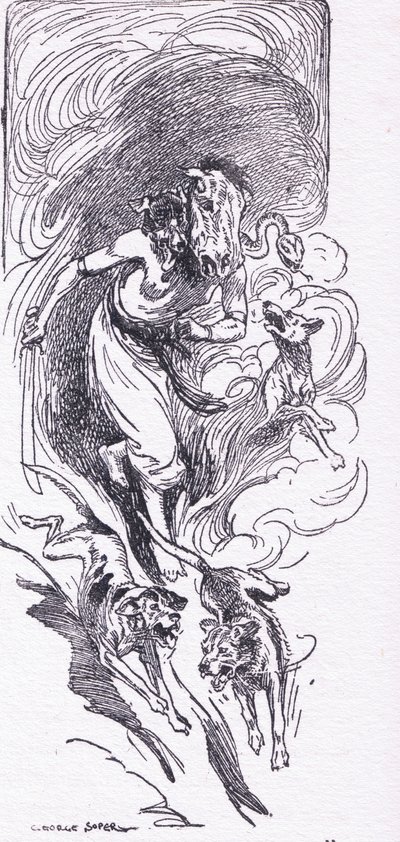 Brimo, a caçadora de bruxas selvagem, de The Heroes publicado por George Allen e Unwin 1929 (litho) de George Soper