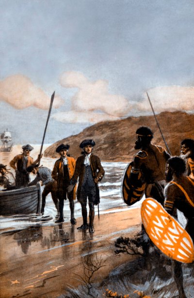 Capitão Cook primeiro desembarque em Botany Bay de George Soper