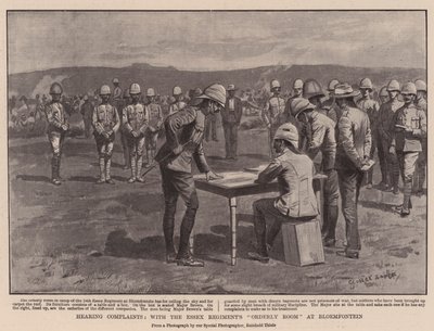Ouvindo Reclamações, com a Sala Ordenada dos Regimentos de Essex em Bloemfontein de George Soper