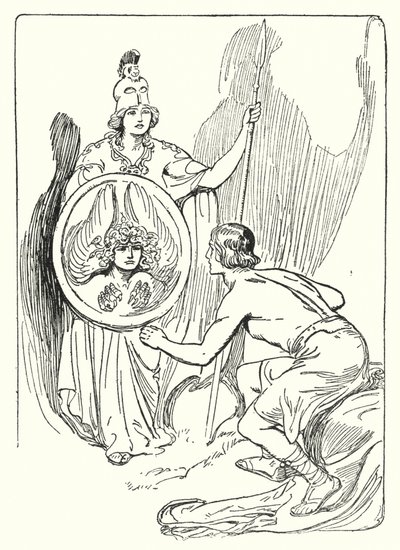 Perseu: "No espelho do escudo apareceu um rosto" (litho) de George Soper