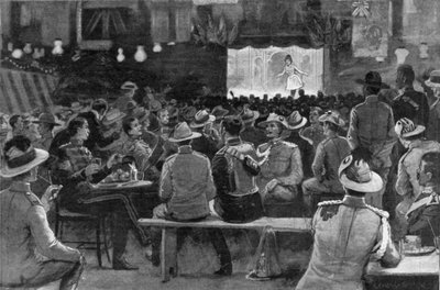 O entretenimento dos coloniais dado pelo Royal Horse Guards em Albany Street Barracks, ilustração de "The Graphic", 19 de julho de 1902 de George Soper