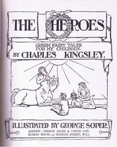 Design de página de título, de The Heroes publicado por George Allen e Unwin 1929 de George Soper