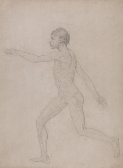 Uma exposição anatómica comparativa da estrutura do corpo humano com a de um tigre e de uma ave comum: Figura Humana, Vista Lateral (Esboço preliminar para o estudo final do Quadro VIII) de George Stubbs