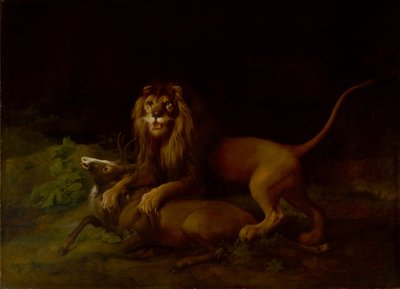 Um leão a atacar um veado de George Stubbs