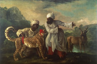 Chita e veado com dois índios, c.1765 (óleo sobre tela) de George Stubbs
