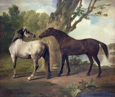 Dois cavalos em uma paisagem de George Stubbs