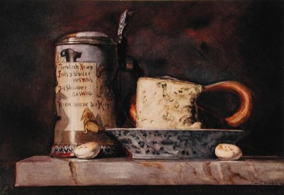 Natureza morta com Queijo e Stein de George Thompson Hobbs