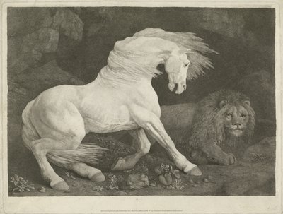 O cavalo e o leão, 1770 (mezzotint) de George Townley Stubbs
