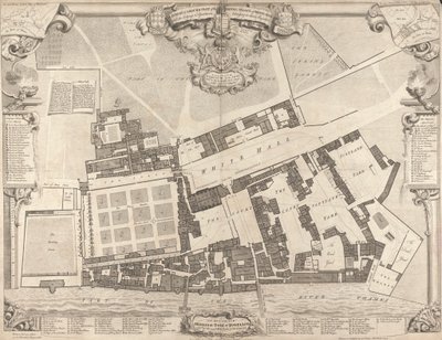 Um levantamento e Lote Terrestre do Palácio Real em Whitehall de George Vertue