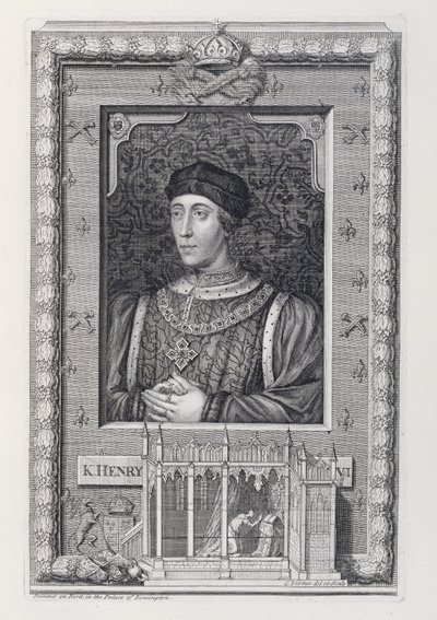 Henrique VI (1421-71) Rei da Inglaterra 1421-66 e 1470-71, depois de um retrato no Palácio de Kensington, gravado pelo artista de George Vertue