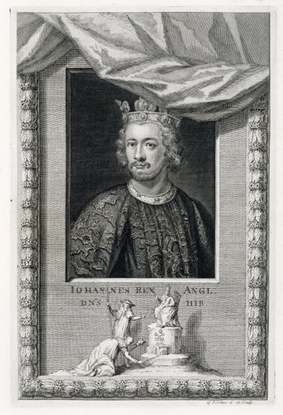 John (1167-1216) Rei da Inglaterra de 1199, gravado pelo artista (gravura) de George Vertue