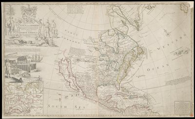 Mapa da América do Norte, c. 1720 (gravura) de George Vertue