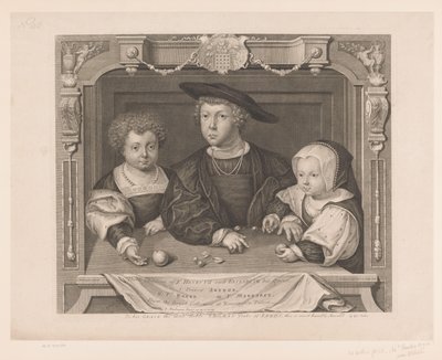 Portret van Dorothea, Johan en Christina van Denemarken
Três filhos de K. Henrique VII e Elizabeth, sua rainha. I. Príncipe Arthur, II. Pr. Henrique, III. Ps. Margaret (título sobre o objecto)
Portretten van de Tudors (título da série)
Retratos históric de George Vertue