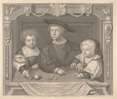 Três filhos de Henrique VII e Isabel Sua Rainha, o Príncipe Arthur, o Príncipe Henrique e a Princesa Margarida de George Vertue
