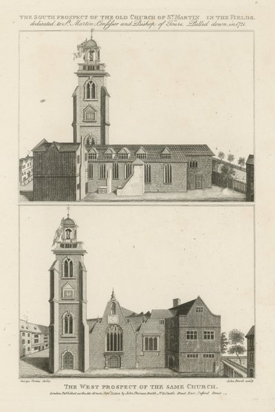 Duas perspectivas de St Martin no campo de George Vertue