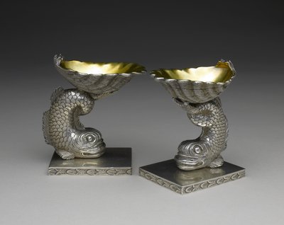 Par de pratos de sal, c. 1843-1850 (prata e douramento de prata) de George W. Stewart