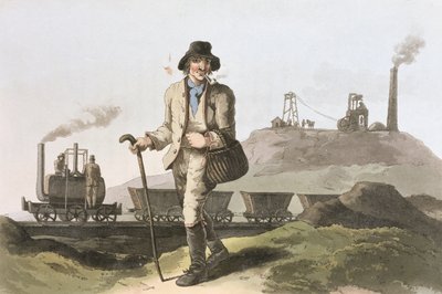 Locomotiva Blenkinsop em Middleton, perto de Leeds, a partir de "Traje de Yorkshire", gravado por Robert Havell (1769-1832) 1814 de George Walker