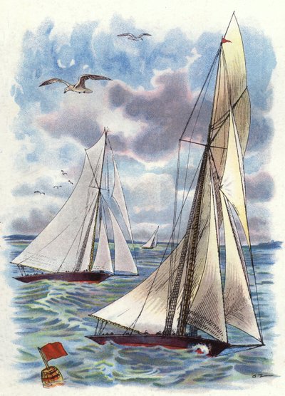Uma Corrida de Iates (cor litho) de George Washington Lambert