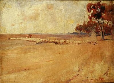 Paisagem, Estoque Arredondamento, Austrália de George Washington Lambert