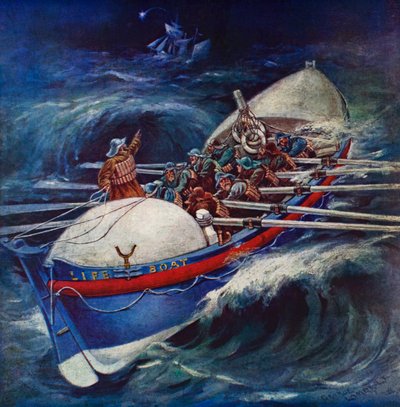 Life Boat a tentar um resgate (cor litho) de George Washington Lambert