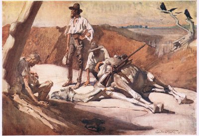 A caminho do Monte Hopeless (cor litho) de George Washington Lambert