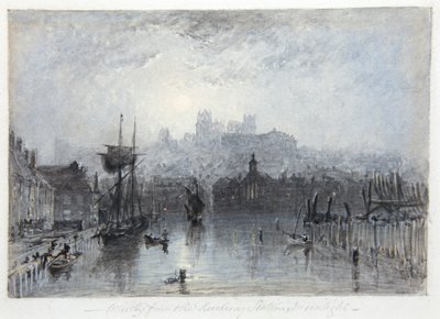 Whitby a partir da estação de caminho de ferro; luar (aguarela) de George Weatherill