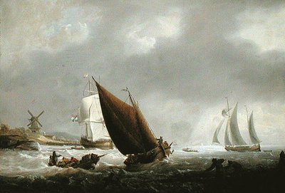 Expedição de um estuário holandês (óleo sobre tela) de George Webster