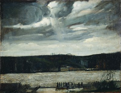 Um dia nublado (rio Hudson: bátega a aproximar-se) de George Wesley Bellows