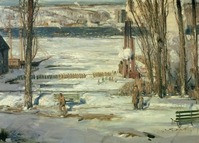 Uma manhã de neve - rio Hudson, 1910 de George Wesley Bellows