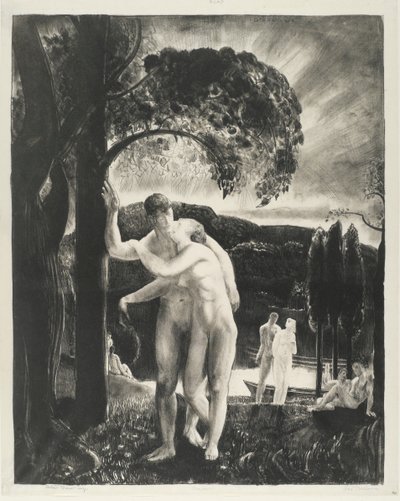 Amour, Homens como a série dos deuses, 1923 (litho no papel de wove) de George Wesley Bellows