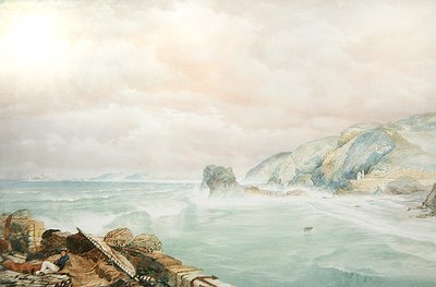 St. Agnes Head, Cornwall, c.1855 (aguarela sobre papel) de George Whitaker
