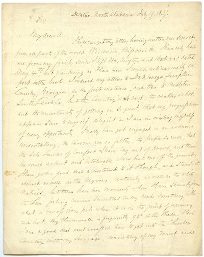 Carta incompleta [de G.W. Featherstonhaugh], Decatur, NC, ao Coronel Abert [John James Abert], 19 de julho de 1837 de George William Featherstonhaugh