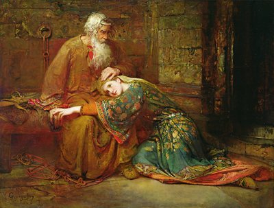 Cordelia confortando seu pai, o rei Lear, na prisão de George William Joy