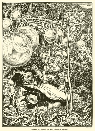Cuidado ao Dormir no Solo Encantado (gravura) de George Woolliscroft Rhead