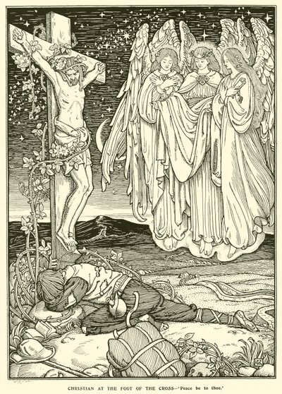 Christian aos pés da cruz (gravura) de George Woolliscroft Rhead